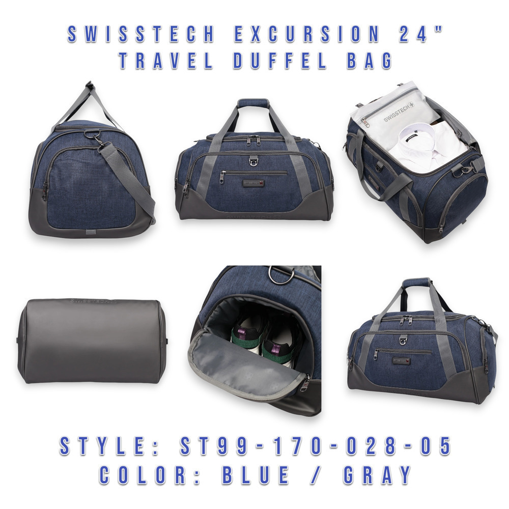 SwissTech Excursion 24" Travel Duffel Bag Waterproof Bottom 4 Pockets New _A3